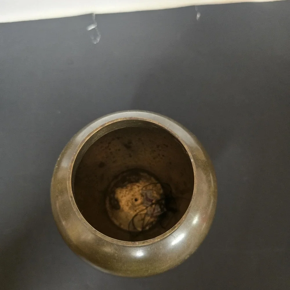 Vintage Solid Brass Urn Vase Made in India Decorative Metal‎ Bud Vase Patina